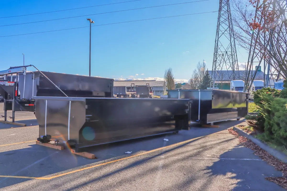 Roll-off dumpster ready for waste disposal at job site for 3 Yard Dumpster Rental in Connersville